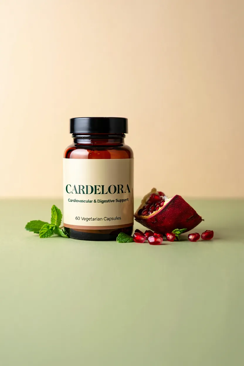 Cardelora natural supplement bottle with botanical ingredients for cardiovascular and digestive support